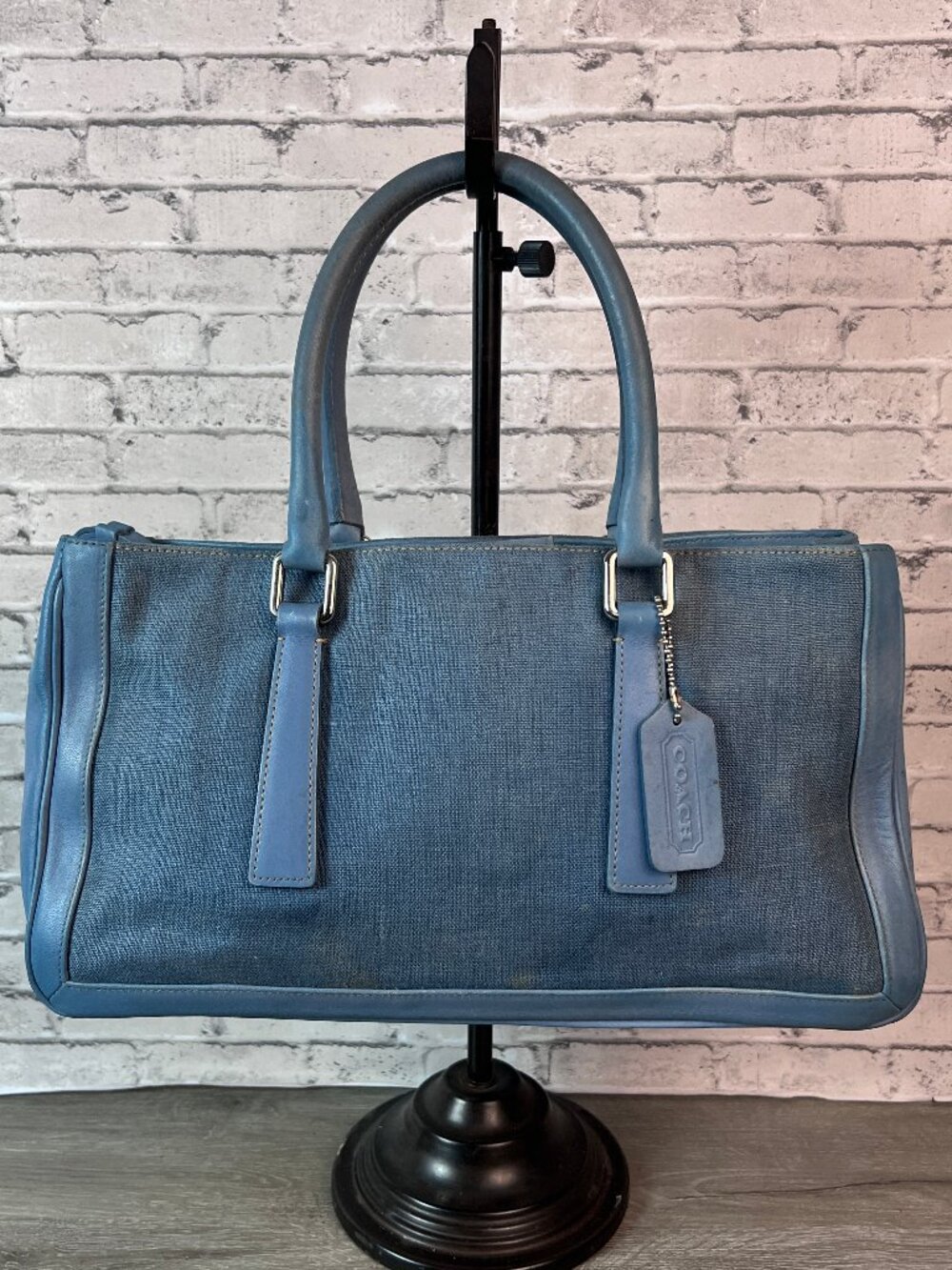 Blue Canvas vintage Coach Bonnie Legacy handbag
